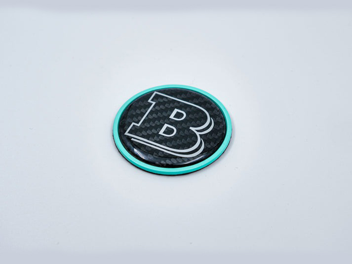 Mercedes-Benz G-Class W463 W463A Hood Scoop Metal Badge Tiffany Blue with Black Center and Gray Logo Brabus Emblem 55mm